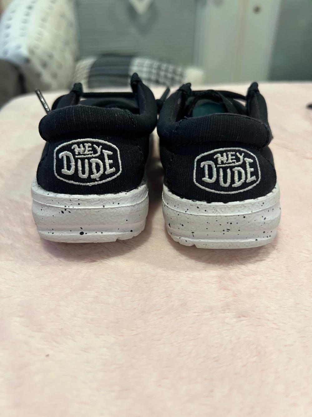 Hey Dude Kids Black Canvas Slip-On Sneakers with White Soles - Picture 3 of 5
